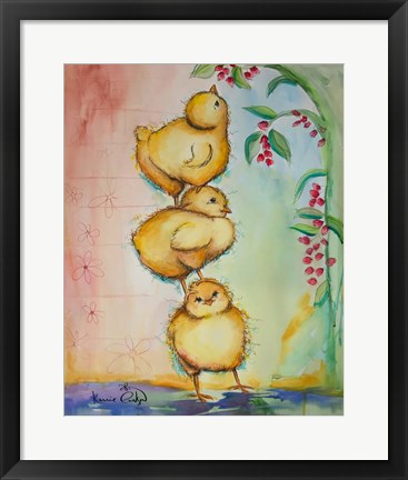 Framed 3 Chicks Print