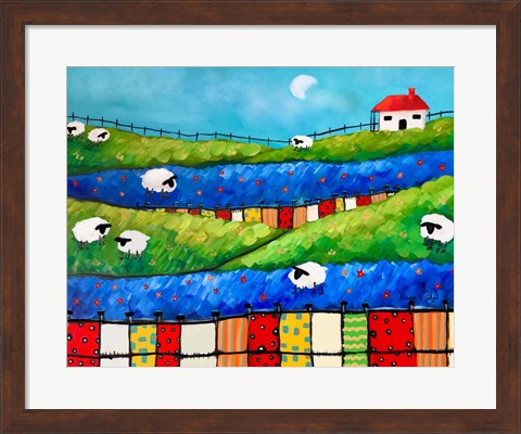 Framed Sheep in Pasture Print