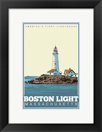 Framed Boston Light Mass Print
