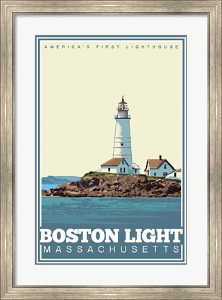 Framed Boston Light Mass Print