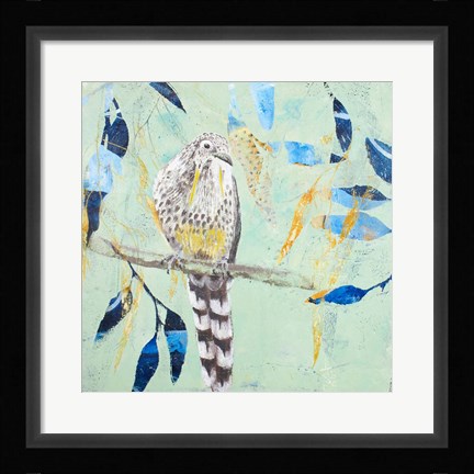 Framed Thoughtful Wattlebird Print