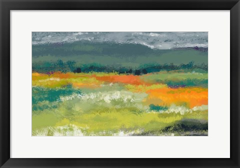 Framed Cloudy Day In The Mountains Print