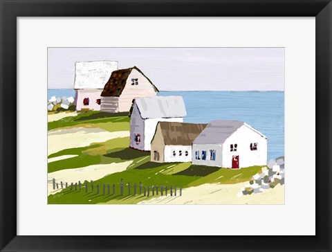 Framed Cottages By The Sea Print