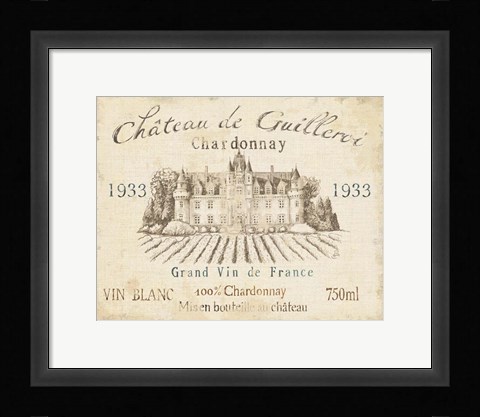 Framed French Wine Label IV Cream Print