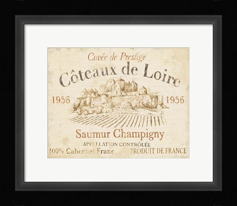Framed French Wine Label II Cream Print