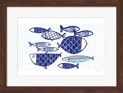 Framed Blue Fish IV Print