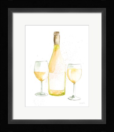 Framed Pop the Cork II White Wine Print