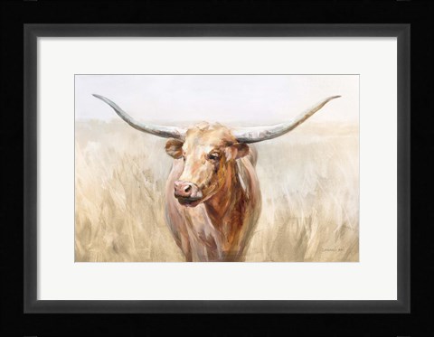 Framed Big Sky Longhorn Neutral Print