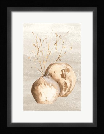 Framed Neutral Vase Branch Print