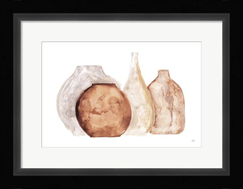 Framed Earthy Neutral Vases IV Print