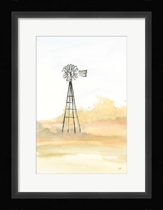 Framed Windmill Landscape III Print