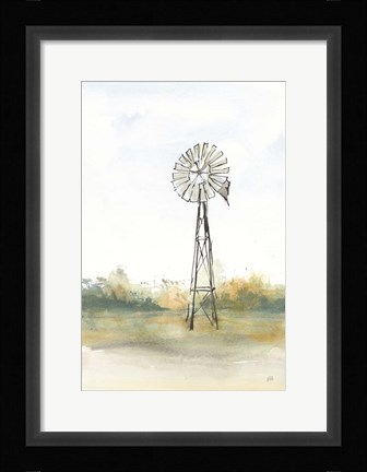 Framed Windmill Landscape II Print