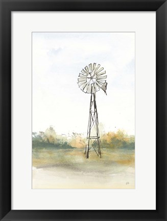 Framed Windmill Landscape II Print