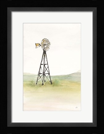 Framed Windmill Landscape I Print