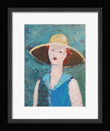 Framed Flea Market Portrait II Blue Print