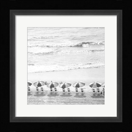 Framed Day At The Beach BW Crop Print
