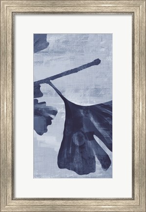 Framed Ginkgo Branch in Blue III Print