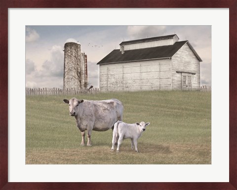 Framed Momma and Baby Cow Print