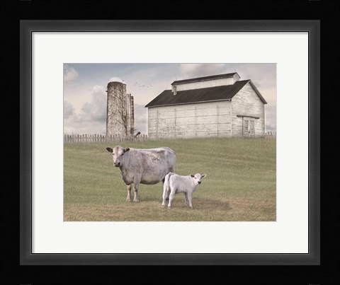 Framed Momma and Baby Cow Print