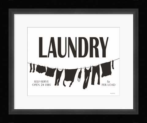 Framed Laundry Clothesline Print