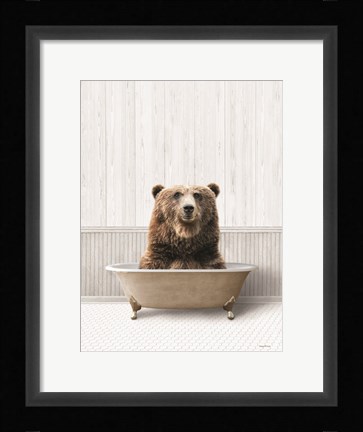 Framed Bath Time Bear Print