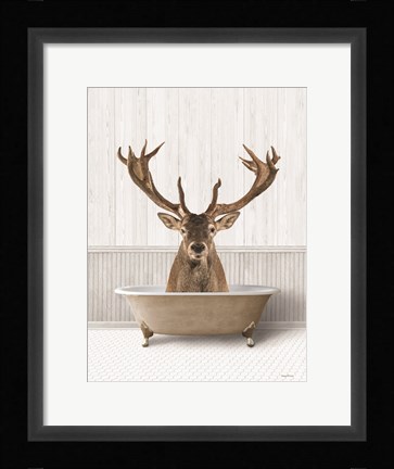 Framed Bath Time Deer Print