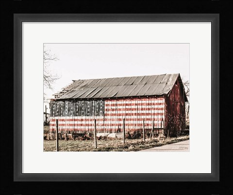 Framed American Flag Barn Print