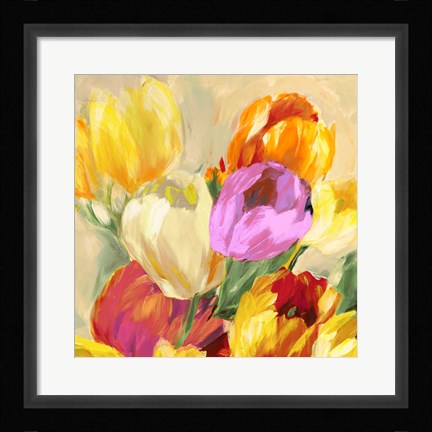 Framed Colorful Tulips I Print