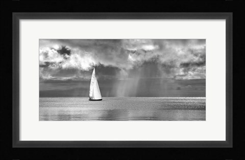 Framed Sailing on a Silver Sea (BW) Print