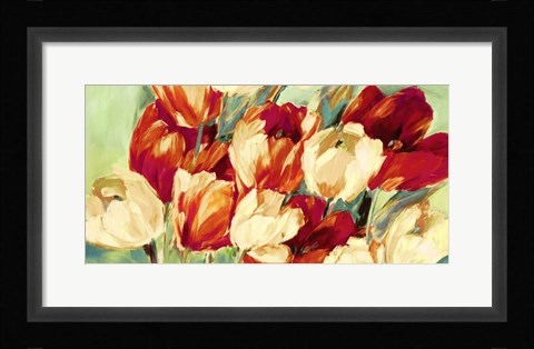 Framed Red &amp; White Tulips Print