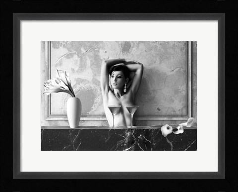 Framed Cocktail for Two (BW) Print