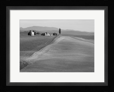 Framed Val d'Orcia, Siena, Tuscany (BW) Print