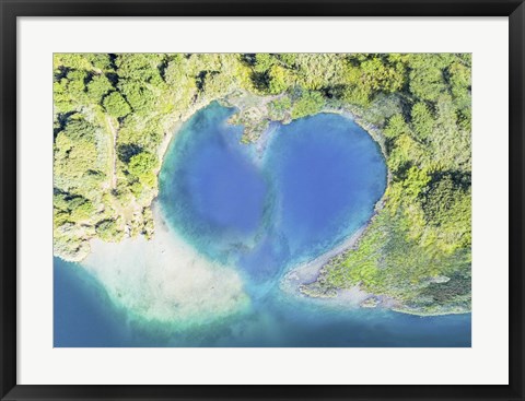 Framed Heart Shaped Atoll, Fiji Print