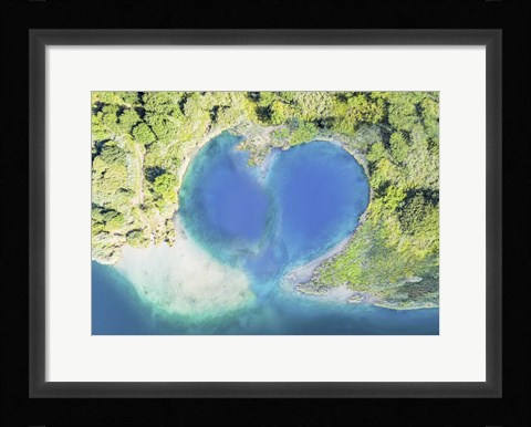 Framed Heart Shaped Atoll, Fiji Print