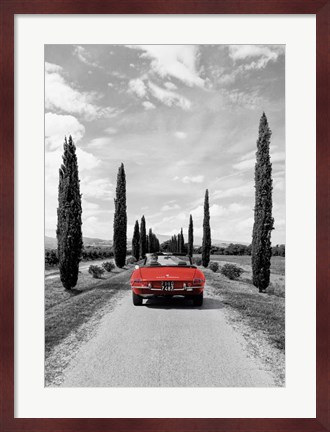 Framed Sportscar in Tuscany (BW) Print