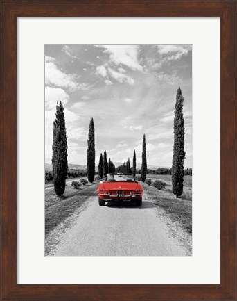 Framed Sportscar in Tuscany (BW) Print