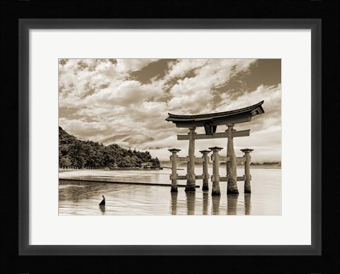 Framed Itsukushima Shrine, Hiroshima, Japan (BW) Print