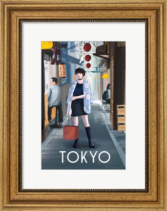 Framed Girl in Tokyo II Print
