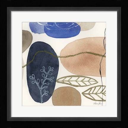 Framed Leaves and Stones II Print