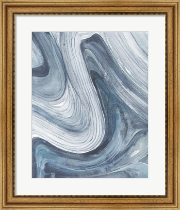 Framed Swirl II Blue Gray Print
