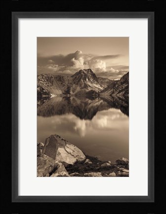 Framed Sawtooth Lake Sepia Print
