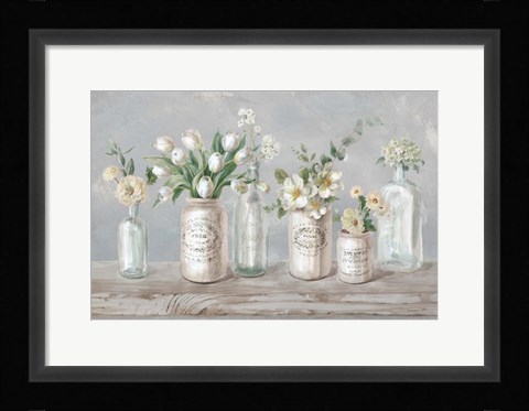 Framed Marmalade Flowers I Neutral Print