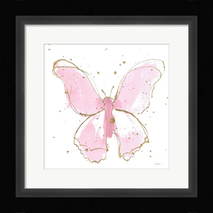 Framed Pink Gilded Butterflies II Print