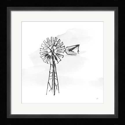 Framed Windmill V BW Print