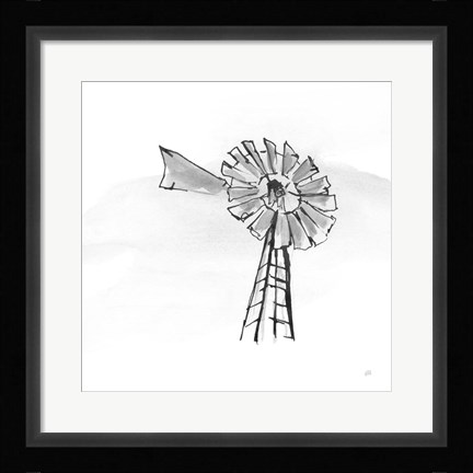 Framed Windmill VII BW Print