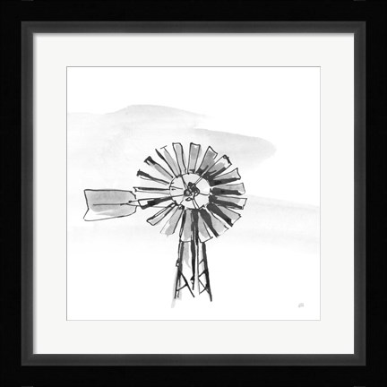 Framed Windmill VI BW Print