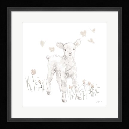 Framed Spring Lambs I Neutral Print