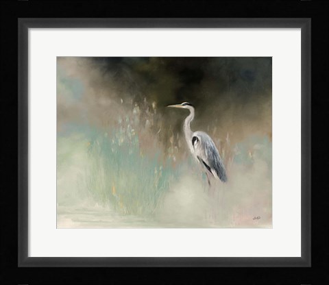 Framed Peaceful Egret Teal Print