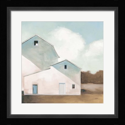 Framed Barn Shadows Neutral Print