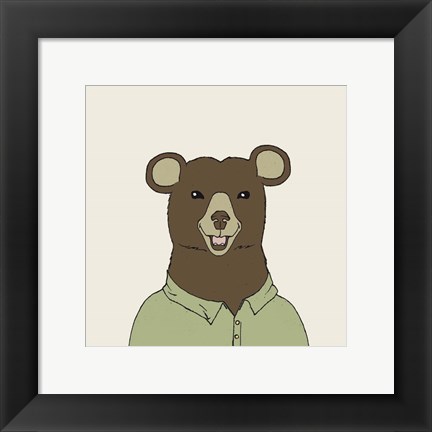Framed Bear on Cream Print